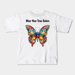 Wear Your True Colors Butterfly Watercolor AI Digital Art Kids T-Shirt